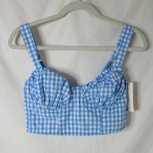 Colsie Gingham Corset Blue Red White Gingham Size Medium NWT